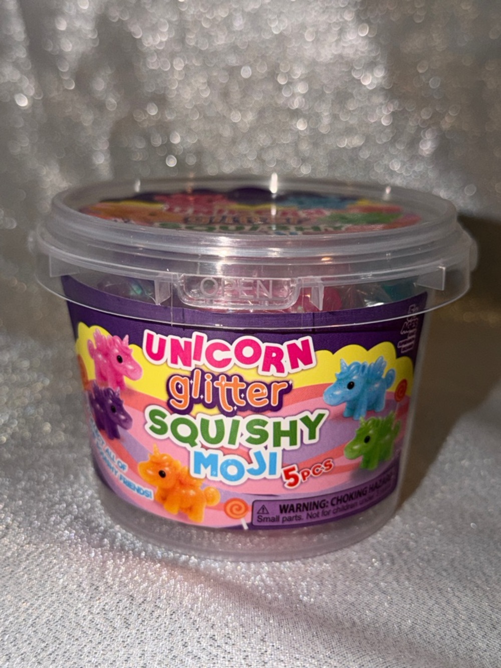Three (3) Unicorn Squishy Buckets With 5 Mini Squishies In Each Bucket
